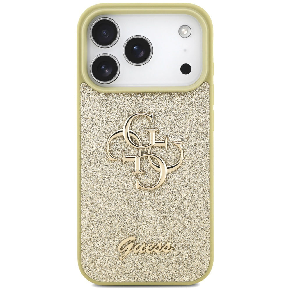 Pouzdro pro Apple iPhone 17 Pro, Guess, Fixed Glitter Big 4G, Zlaté