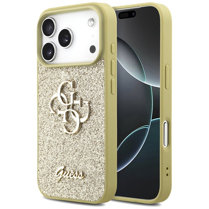 Pouzdro pro Apple iPhone 17 Pro, Guess, Fixed Glitter Big 4G, Zlaté