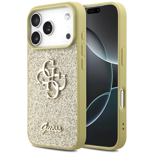Pouzdro pro Apple iPhone 17 Pro, Guess, Fixed Glitter Big 4G, Zlaté