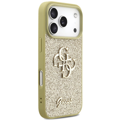 Pouzdro pro Apple iPhone 17 Pro, Guess, Fixed Glitter Big 4G, Zlaté