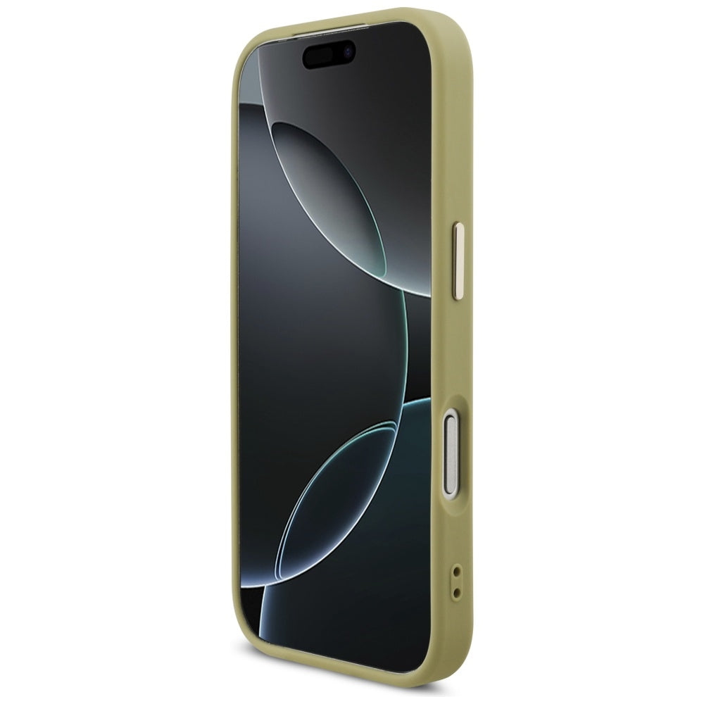 Pouzdro pro Apple iPhone 17 Pro, Guess, Fixed Glitter Big 4G Metal Frame, Zlaté