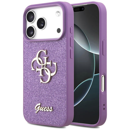 Pouzdro pro Apple iPhone 17 Pro, Guess, Fixed Glitter Big 4G, Fialové