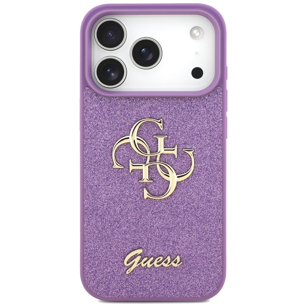 Pouzdro pro Apple iPhone 17 Pro, Guess, Fixed Glitter Big 4G, Fialové