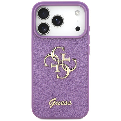 Pouzdro pro Apple iPhone 17 Pro, Guess, Fixed Glitter Big 4G, Fialové