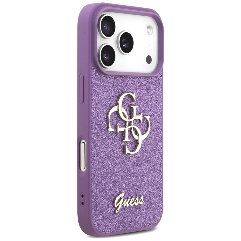 Pouzdro pro Apple iPhone 17 Pro, Guess, Fixed Glitter Big 4G, Fialové