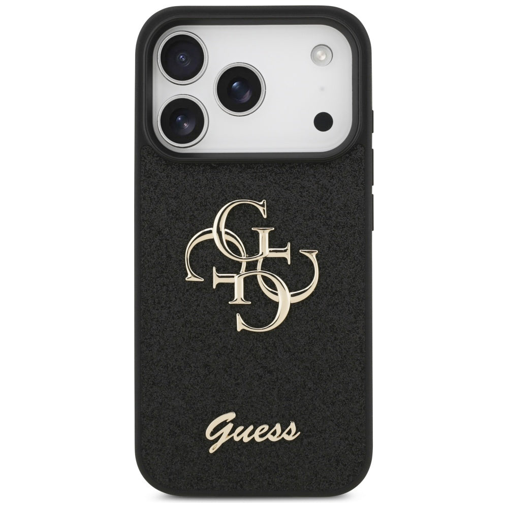 Pouzdro pro Apple iPhone 17 Pro, Guess, Fixed Glitter Big 4G, Černá