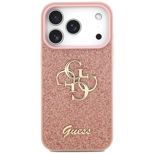 Pouzdro pro Apple iPhone 17 Pro, Guess, Fixed Glitter Big 4G, Růžové