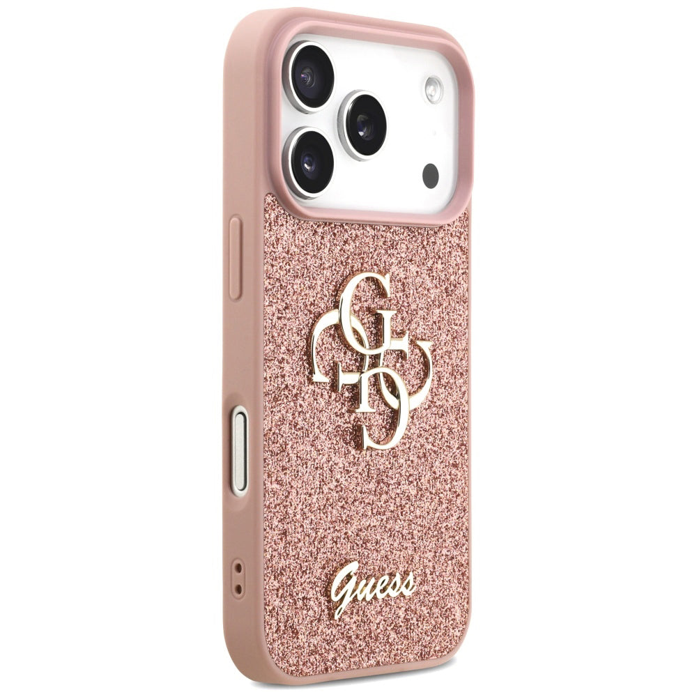 Pouzdro pro Apple iPhone 17 Pro, Guess, Fixed Glitter Big 4G, Růžové