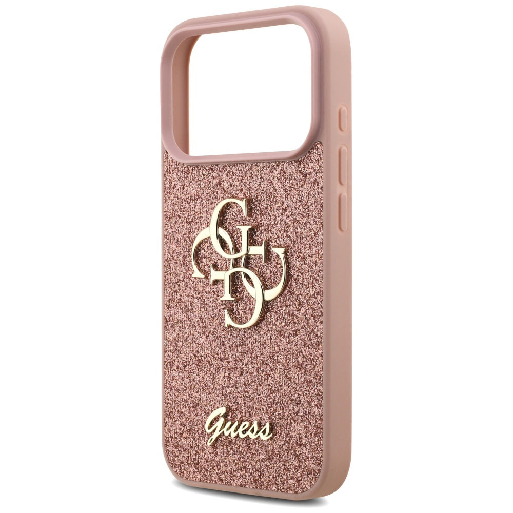 Pouzdro pro Apple iPhone 17 Pro, Guess, Fixed Glitter Big 4G, Růžové