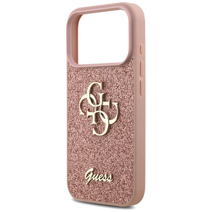 Pouzdro pro Apple iPhone 17 Pro, Guess, Fixed Glitter Big 4G, Růžové