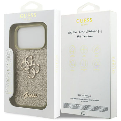 Pouzdro pro Apple iPhone 17 Pro, Guess, Fixed Glitter Big 4G, Růžové