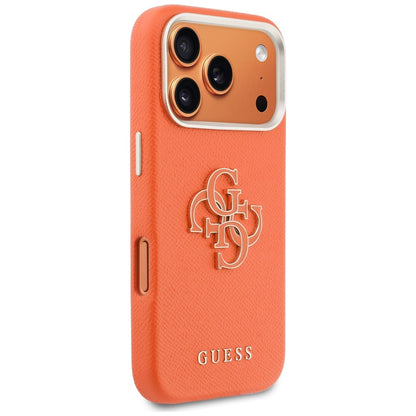 Pouzdro pro Apple iPhone 17 Pro, Guess, Resin Logo, Oranžové