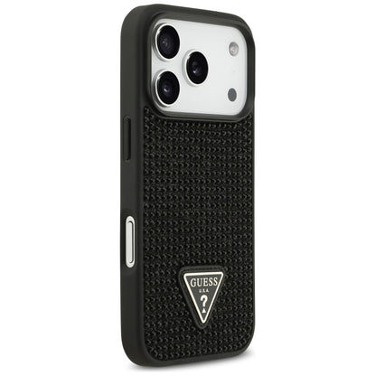 Pouzdro pro Apple iPhone 17 Pro, Guess, Rhinestone Triangle Logo, Černá