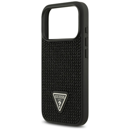 Pouzdro pro Apple iPhone 17 Pro, Guess, Rhinestone Triangle Logo, Černá