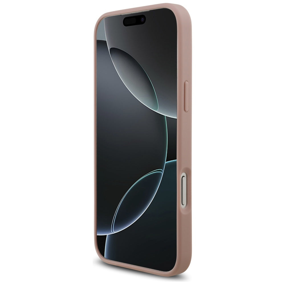 Pouzdro pro Apple iPhone 17 Pro, Guess, Rhinestone Triangle Logo, Růžové