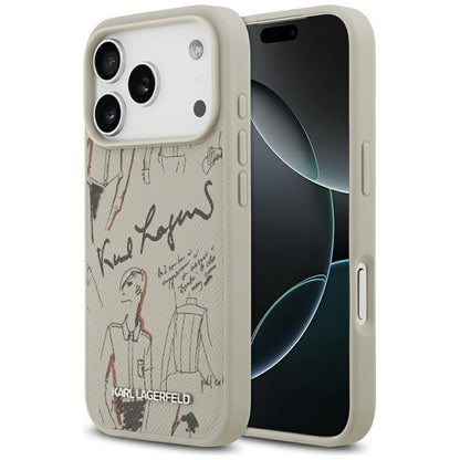 Pouzdro pro Apple iPhone 17 Pro, Karl Lagerfeld, Grained Pattern Logo, Šedé