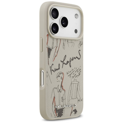 Pouzdro pro Apple iPhone 17 Pro, Karl Lagerfeld, Grained Pattern Logo, Šedé