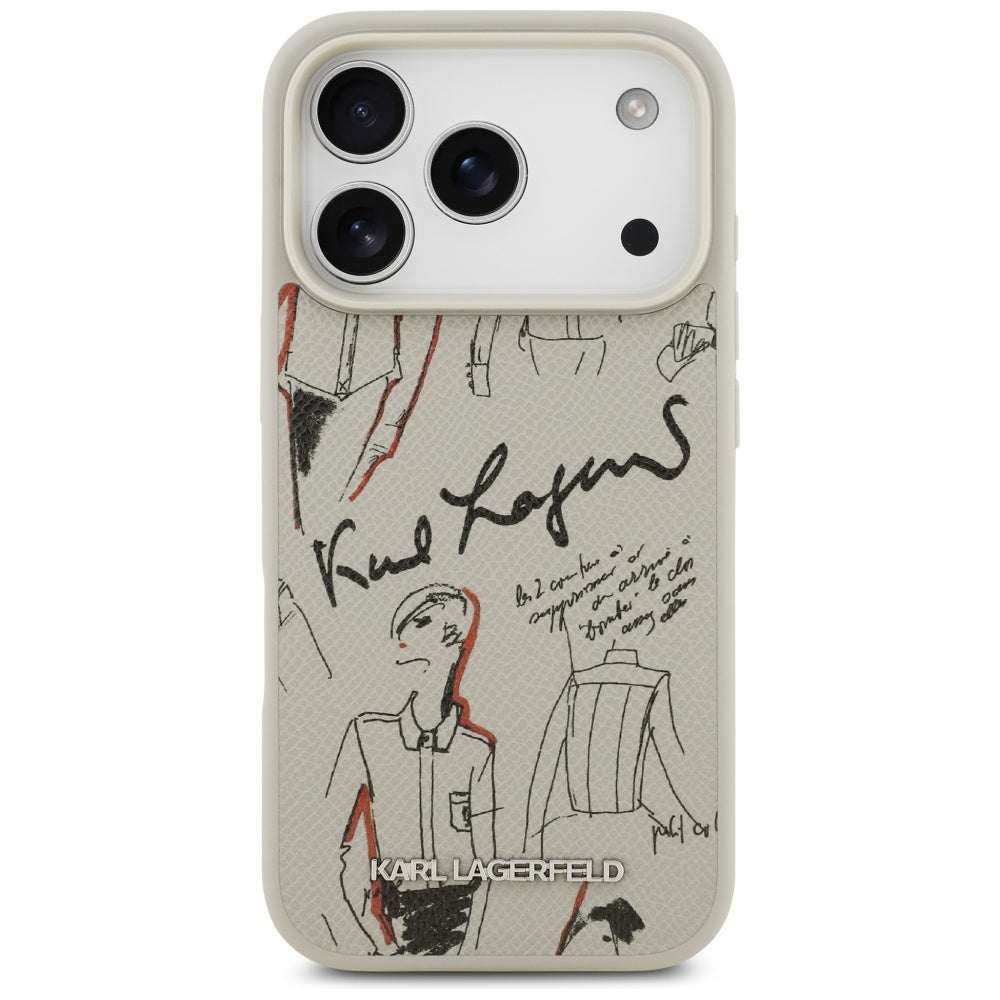 Pouzdro pro Apple iPhone 17 Pro, Karl Lagerfeld, Grained Pattern Logo, Šedé