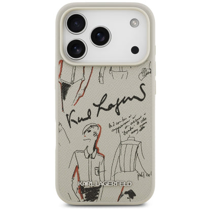 Pouzdro pro Apple iPhone 17 Pro, Karl Lagerfeld, Grained Pattern Logo, Šedé