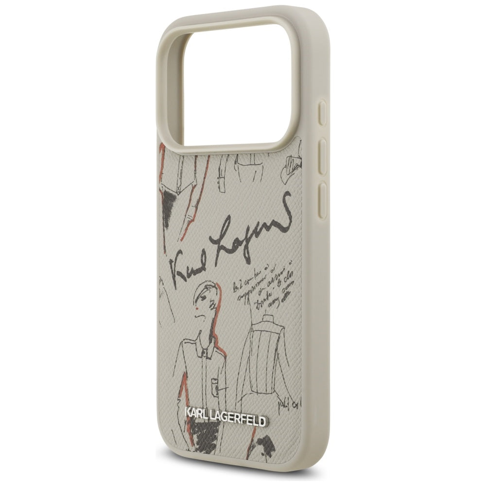 Pouzdro pro Apple iPhone 17 Pro, Karl Lagerfeld, Grained Pattern Logo, Šedé