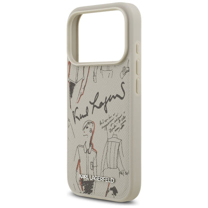 Pouzdro pro Apple iPhone 17 Pro, Karl Lagerfeld, Grained Pattern Logo, Šedé