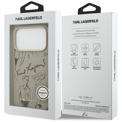 Pouzdro pro Apple iPhone 17 Pro, Karl Lagerfeld, Grained Pattern Logo, Šedé