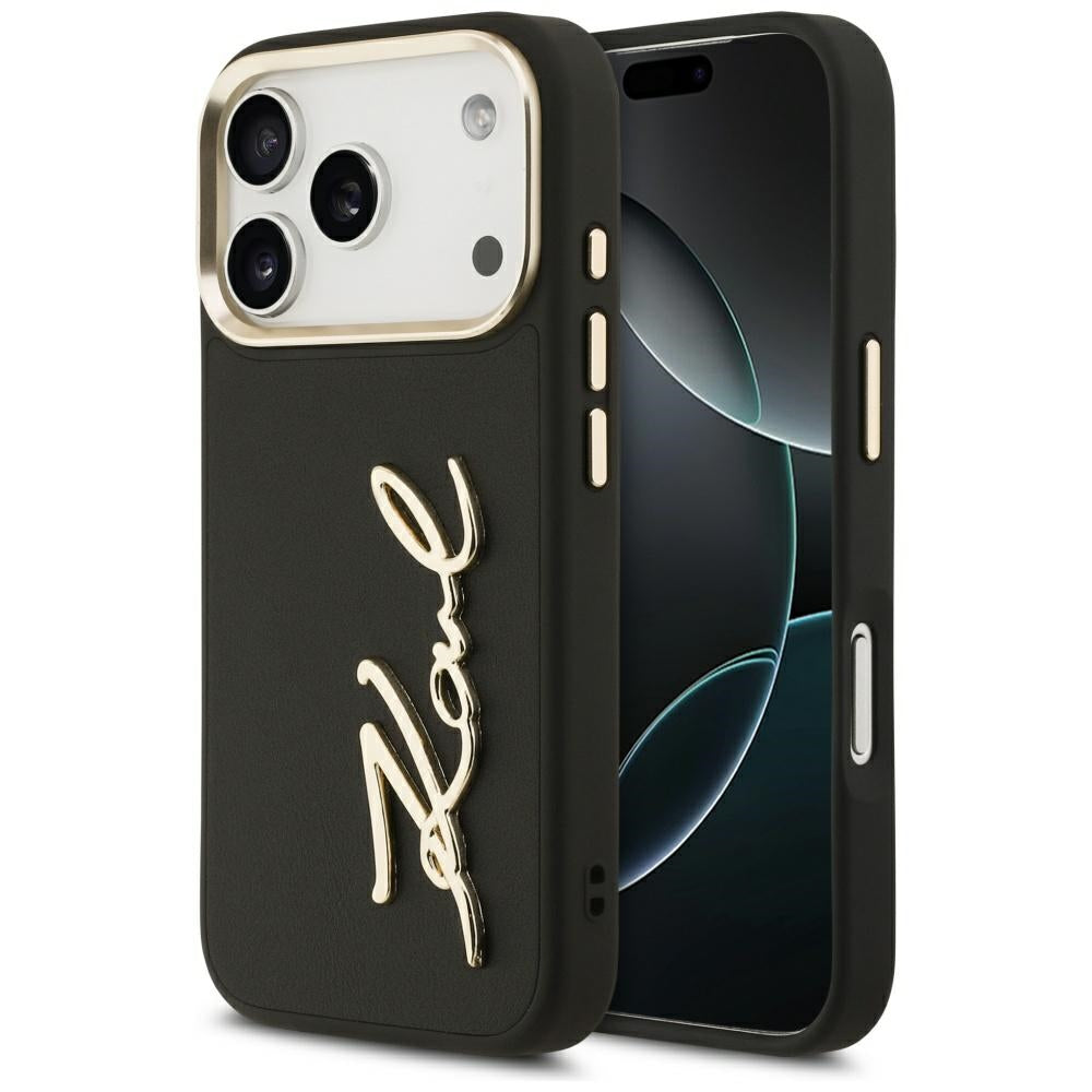 Pouzdro pro Apple iPhone 17 Pro, Karl Lagerfeld, Script Logo, Černá