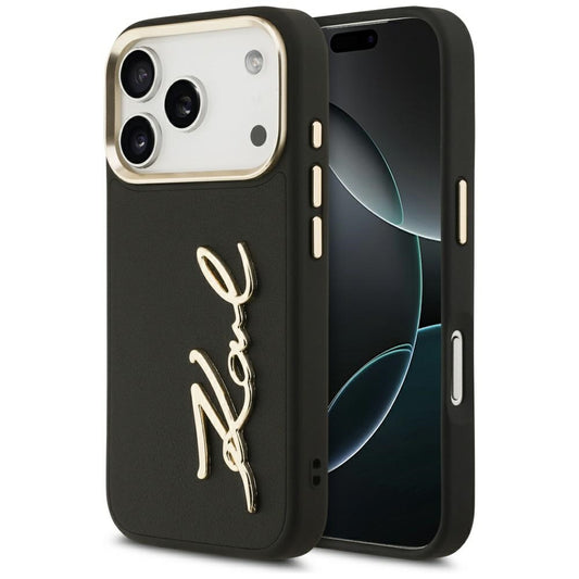 Pouzdro pro Apple iPhone 17 Pro, Karl Lagerfeld, Script Logo, Černá