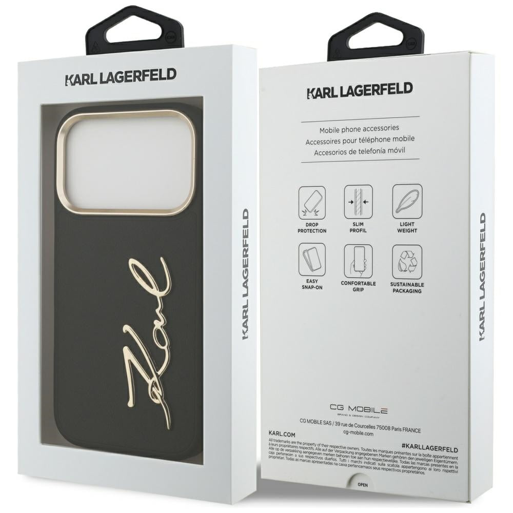 Pouzdro pro Apple iPhone 17 Pro, Karl Lagerfeld, Script Logo, Černá