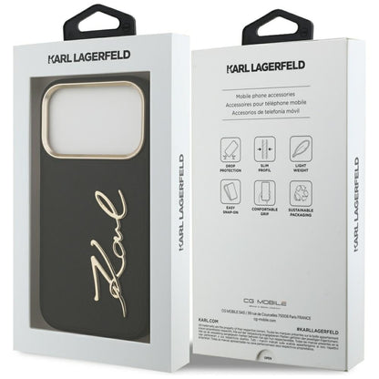 Pouzdro pro Apple iPhone 17 Pro, Karl Lagerfeld, Script Logo, Černá