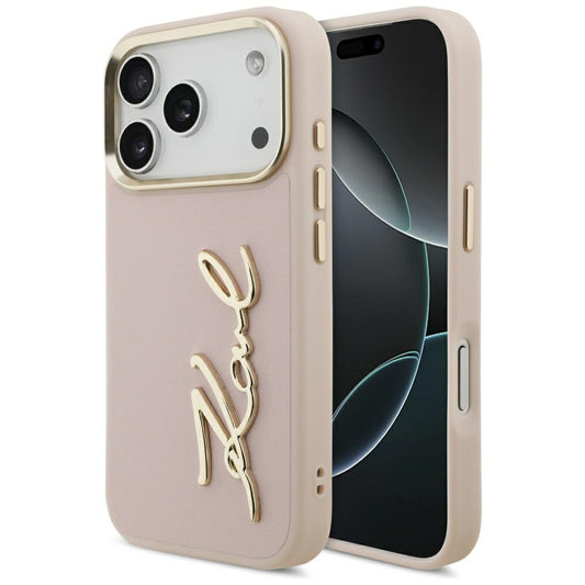Pouzdro pro Apple iPhone 17 Pro, Karl Lagerfeld, Script Logo, Růžové