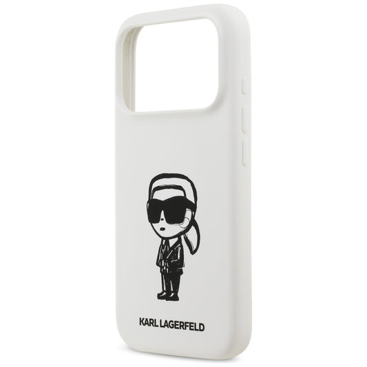 Pouzdro pro Apple iPhone 17 Pro, Karl Lagerfeld, Sketch and Logo Karl, Bílá