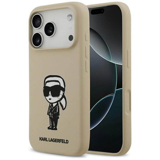 Pouzdro pro Apple iPhone 17 Pro, Karl Lagerfeld, Sketch and Logo Karl, Hnědá