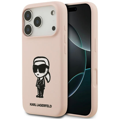 Pouzdro pro Apple iPhone 17 Pro, Karl Lagerfeld, Sketch and Logo Karl, Růžová