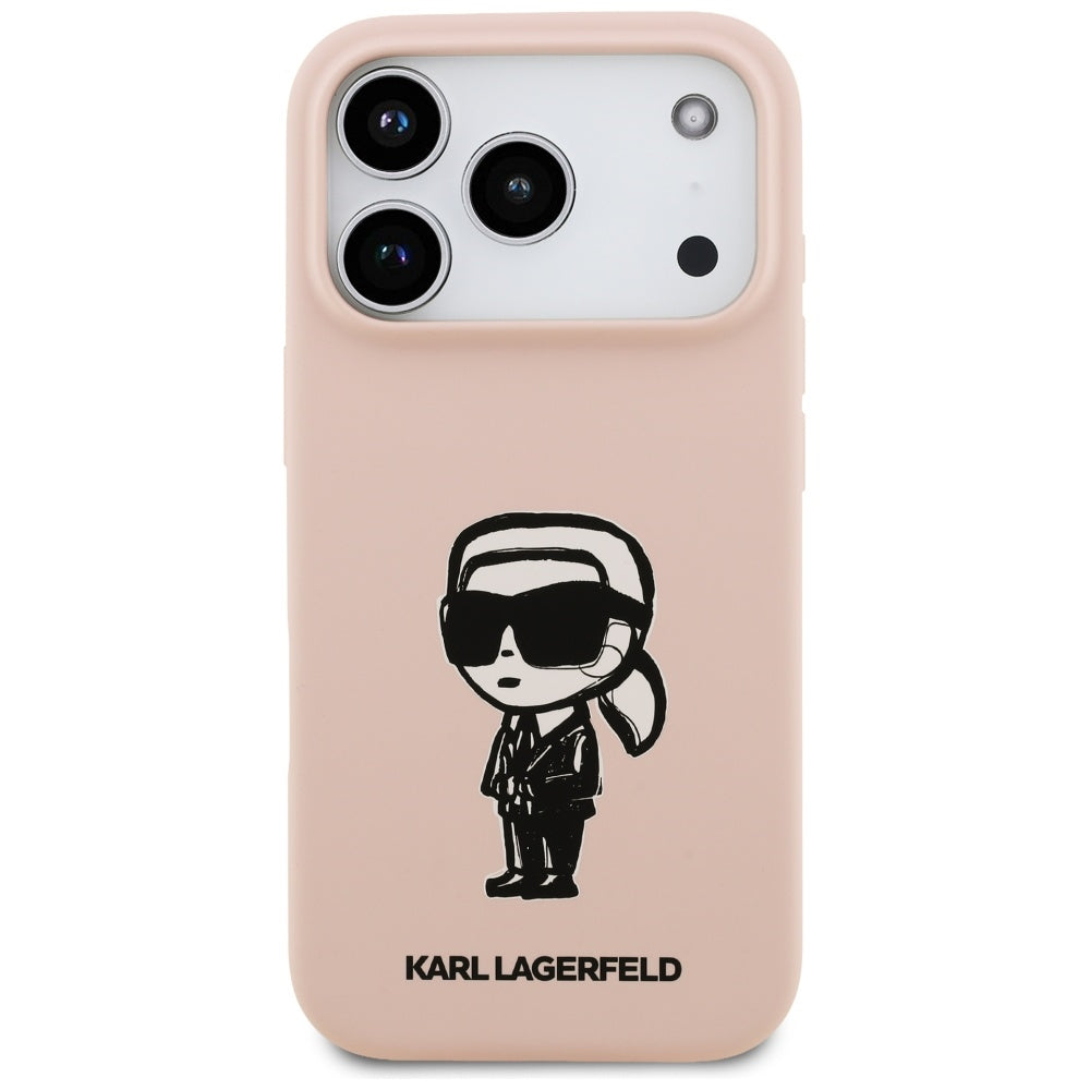Pouzdro pro Apple iPhone 17 Pro, Karl Lagerfeld, Sketch and Logo Karl, Růžová