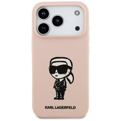 Pouzdro pro Apple iPhone 17 Pro, Karl Lagerfeld, Sketch and Logo Karl, Růžová