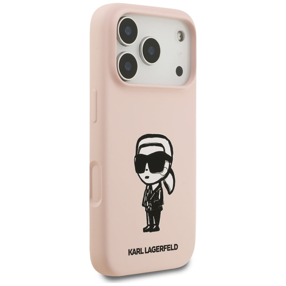 Pouzdro pro Apple iPhone 17 Pro, Karl Lagerfeld, Sketch and Logo Karl, Růžová