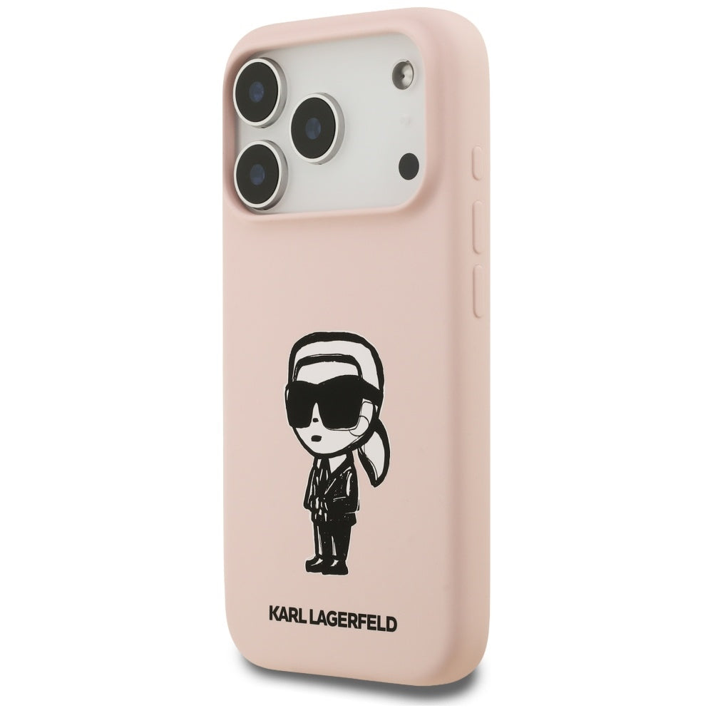 Pouzdro pro Apple iPhone 17 Pro, Karl Lagerfeld, Sketch and Logo Karl, Růžová
