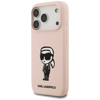 Pouzdro pro Apple iPhone 17 Pro, Karl Lagerfeld, Sketch and Logo Karl, Růžová