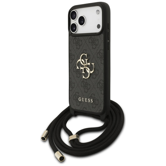 Pouzdro pro Apple iPhone 17 Pro Max, Guess, 4G CBDY Big Logo with Cord Strap, Černá