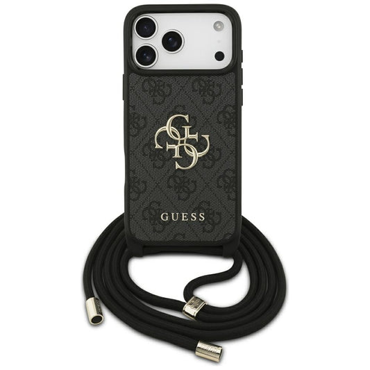 Pouzdro pro Apple iPhone 17 Pro Max, Guess, 4G CBDY Big Logo with Cord Strap, Černá