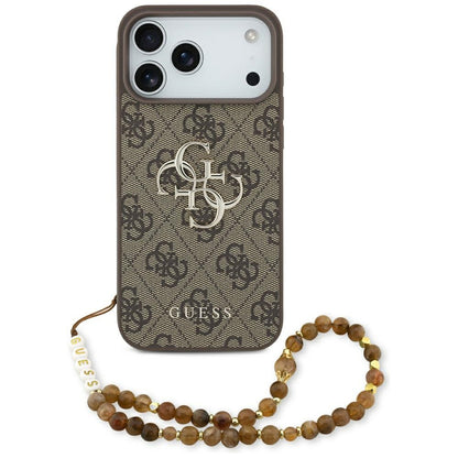 Pouzdro pro Apple iPhone 17 Pro Max, Guess, 4G Classic Logo with Pearl Strap, hnědá