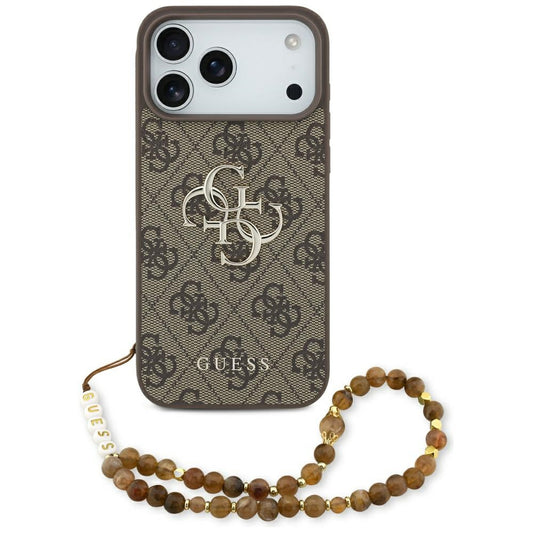 Pouzdro pro Apple iPhone 17 Pro Max, Guess, 4G Classic Logo with Pearl Strap, hnědá