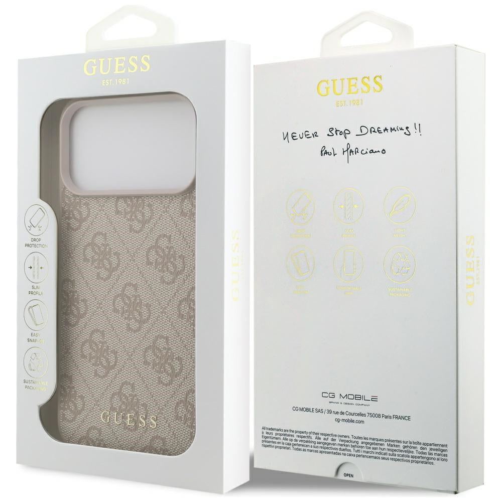 Pouzdro pro Apple iPhone 17 Pro Max, Guess, 4G Classic, Růžové