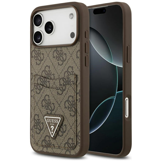 Pouzdro pro Apple iPhone 17 Pro Max, Guess, 4G Double Card Triangle, hnědá