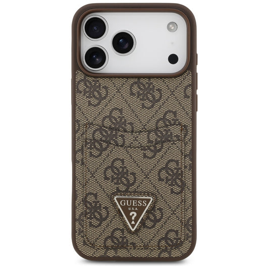 Pouzdro pro Apple iPhone 17 Pro Max, Guess, 4G Double Card Triangle, hnědá