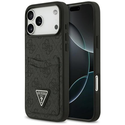Pouzdro pro Apple iPhone 17 Pro Max, Guess, 4G Double Card Triangle, Černá