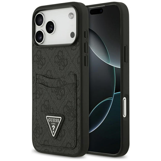 Pouzdro pro Apple iPhone 17 Pro Max, Guess, 4G Double Card Triangle, Černá