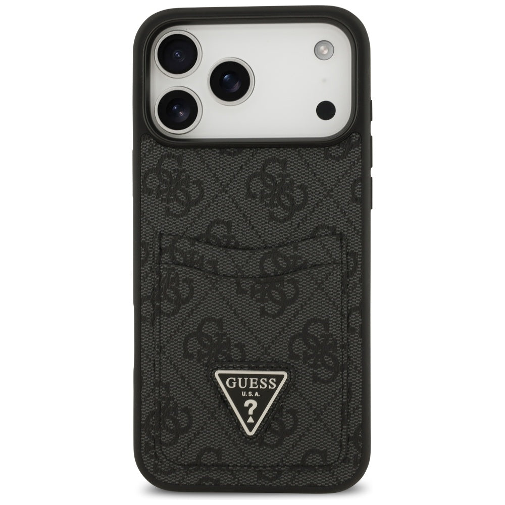 Pouzdro pro Apple iPhone 17 Pro Max, Guess, 4G Double Card Triangle, Černá