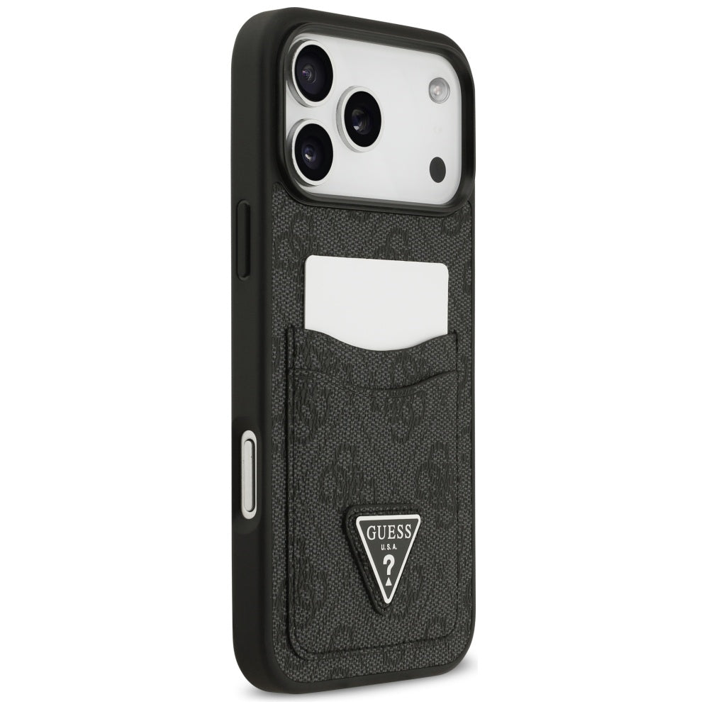 Pouzdro pro Apple iPhone 17 Pro Max, Guess, 4G Double Card Triangle, Černá